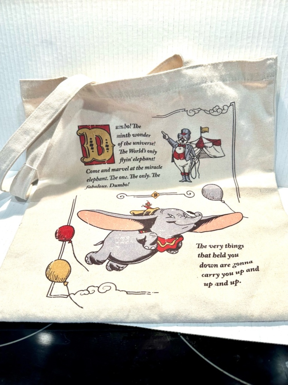 Vintage Disney Dumbo Canvas Tote Bag with Graphic Print